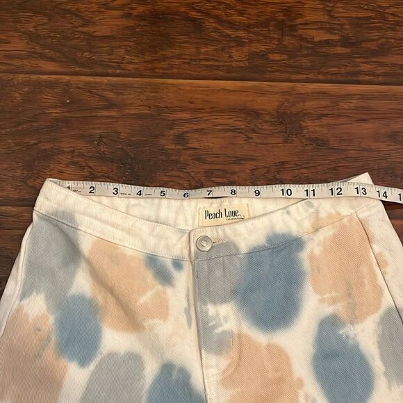 Peach Love Tie Dye Blue Tan Boho Bell Bottom 70’s Inspired Style Jeans Feminine - Picture 9 of 14